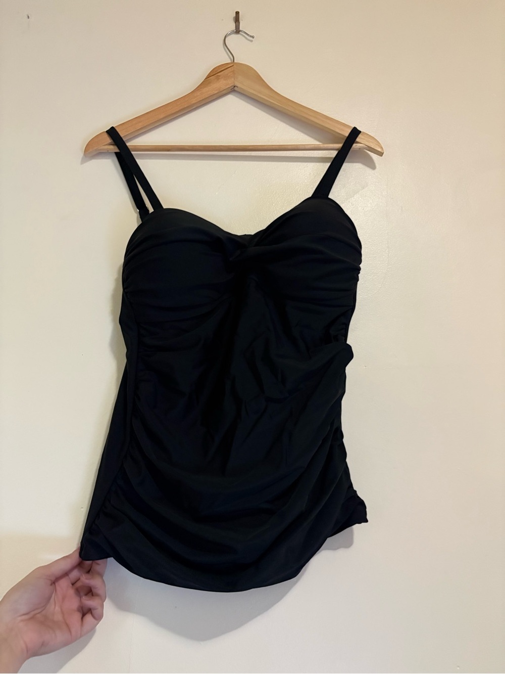 RELLECIGA Black Ruched Swim Tankini Top